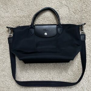 Longchamp Le Pliage Black Neo Small Short Handle